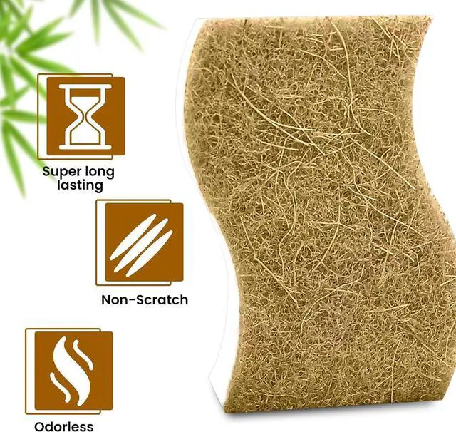 Alt view image 4 of 7 - Natural Kitchen Sponge 12-Pack Biodegradable Sponges for Dishes Compostable Dish Washing Scrubbers Eco Friendly Non-Scratch Cellulose & Coconut Husk Scrubber Sponges for Cleaning