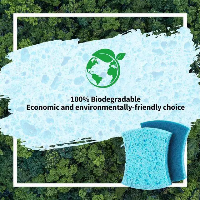 Alt view image 6 of 7 - Non-Scratch Cellulose Scrub Sponges 12 Pack Sponges Kitchen with Double-Side & Ergonomic Design for Dishes Coated Cookware Sink & Countertops.