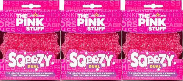 Main image of The Pink Stuff  SQeeZY Miracle Dual Sided Scrubber Sponge Scratch Free Solution for Ultimate Home Cleaning - Perfect for Kitchens Bathrooms and Outdoor Use 3-Pack