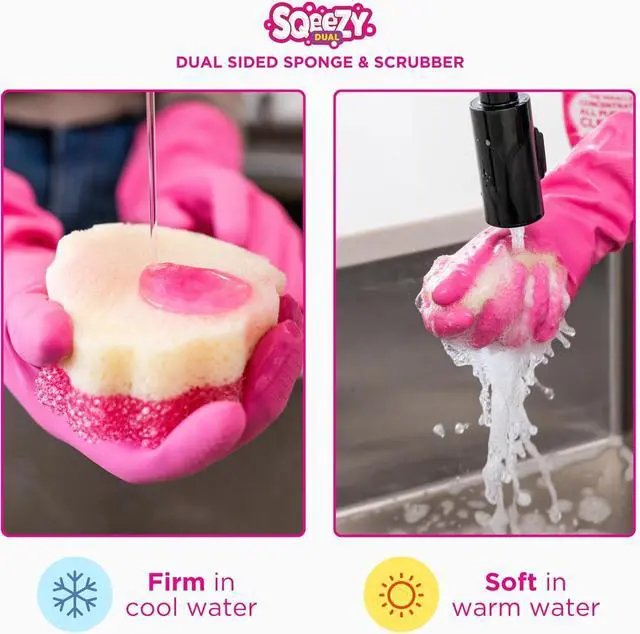 Alt view image 3 of 7 - The Pink Stuff  SQeeZY Miracle Dual Sided Scrubber Sponge Scratch Free Solution for Ultimate Home Cleaning - Perfect for Kitchens Bathrooms and Outdoor Use 3-Pack