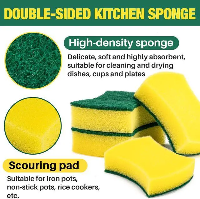 Alt view image 2 of 6 - MAQIHAN 18PCS Kitchen Sponges - Heavy Duty Scrub Sponge for Dishes Pots