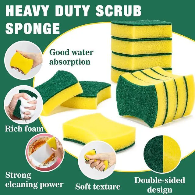 Alt view image 3 of 6 - MAQIHAN 18PCS Kitchen Sponges - Heavy Duty Scrub Sponge for Dishes Pots