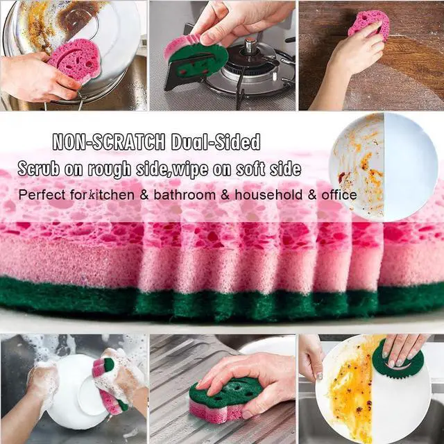 Alt view image 2 of 7 - 12 Pack Scrub Sponge Bulk Sponges Dual-Sided Multi-Functional Premium Cleaning Sponges Dishwashing Sponge for Heavy Duty Scouring Pads Bathroom Dish Furniture Kitchen(Frog Shape)
