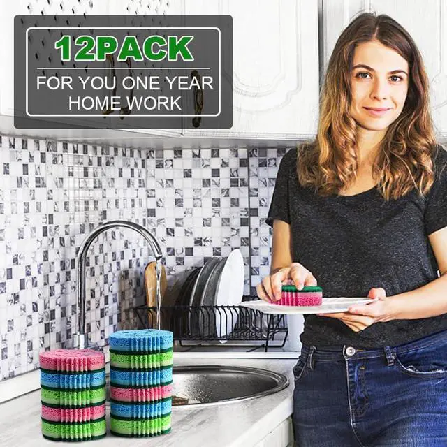 Alt view image 7 of 7 - 12 Pack Scrub Sponge Bulk Sponges Dual-Sided Multi-Functional Premium Cleaning Sponges Dishwashing Sponge for Heavy Duty Scouring Pads Bathroom Dish Furniture Kitchen(Frog Shape)