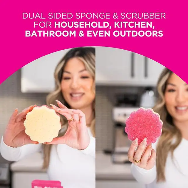 Alt view image 4 of 7 - The Pink Stuff  SQeeZY Miracle Dual Sided Scrubber Sponge Scratch Free Solution for Ultimate Home Cleaning - Perfect for Kitchens Bathrooms and Outdoor Use 3-Pack