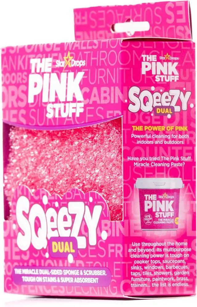 Alt view image 5 of 7 - The Pink Stuff  SQeeZY Miracle Dual Sided Scrubber Sponge Scratch Free Solution for Ultimate Home Cleaning - Perfect for Kitchens Bathrooms and Outdoor Use 3-Pack