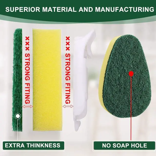 Alt view image 3 of 7 - Dish Wand with 7Pack Replacement Dish Wand Sponges Not Easy Leak Dishwand and Long Lasting Replacement Sponge Heads Dish Brush Pads Kitchen Cleaning Sets