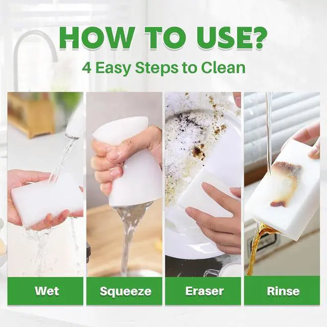 Alt view image 6 of 7 - Magic Sponge Eraser, 12 Pack Melamine Sponge, GRS Certified | No Scratch & Super Absorbent, Multi-Functional Magic Cleaning Erasers Sponges in Bulk, for Bathroom Window Kitchen