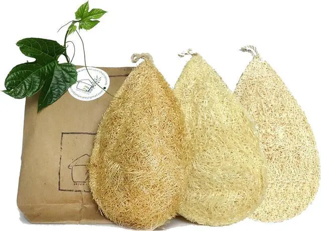 Main image of Natural Loofah Dish Sponge Pack 3 Vegetable Scrubber for Kitchen -100% Biodegradable Compostable Dishwashing Scouring Pad Zero Waste Plastic Free Eco Friendly Sustainable