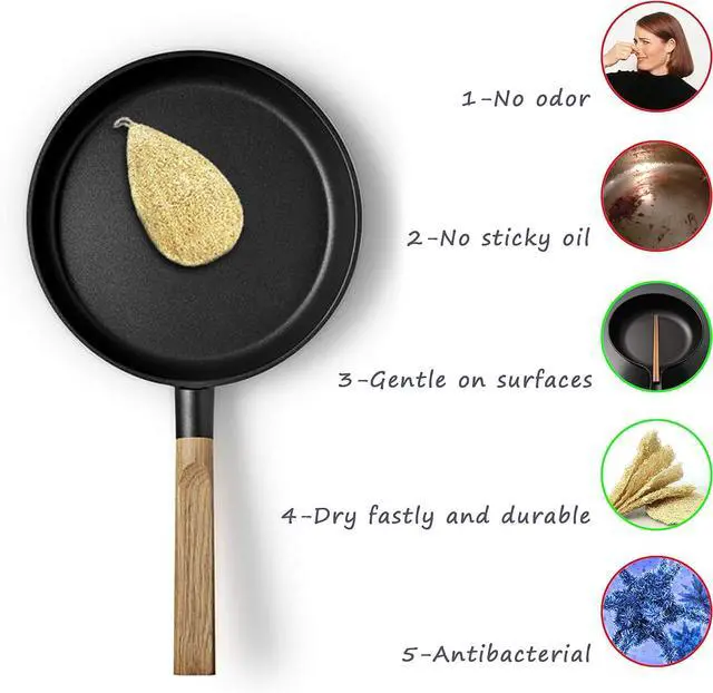 Alt view image 4 of 7 - Natural Loofah Dish Sponge Pack 3 Vegetable Scrubber for Kitchen -100% Biodegradable Compostable Dishwashing Scouring Pad Zero Waste Plastic Free Eco Friendly Sustainable