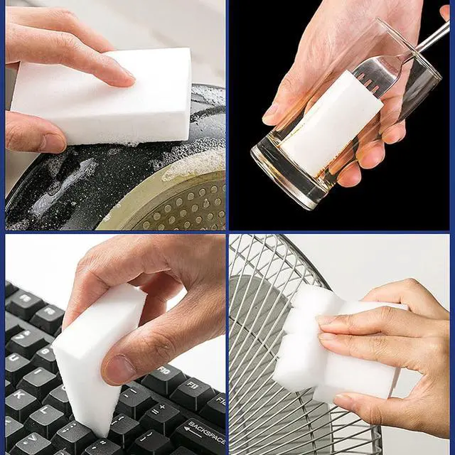 Alt view image 5 of 6 - 50/100 Pack Magic Sponge Eraser Melamine Sponges Foam Pads in Bulk Multi-Functional Household Cleaning Sponges Eraser for Kitchen Furniture Bathroom Household Cleaning (100 4x2.4x0.8inch)
