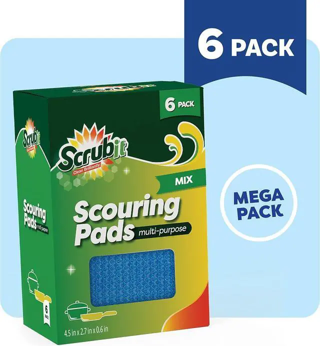 Alt view image 4 of 6 - Multi-Purpose Scouring Pad - Non-Scratch Cleaning Sponges for Pots Pans Dishes Utensils & Non-Stick Cookware - Scrubbing Pads Use for Kitchen Bathroom - 6 Pack Dish Sponge - (Colored)