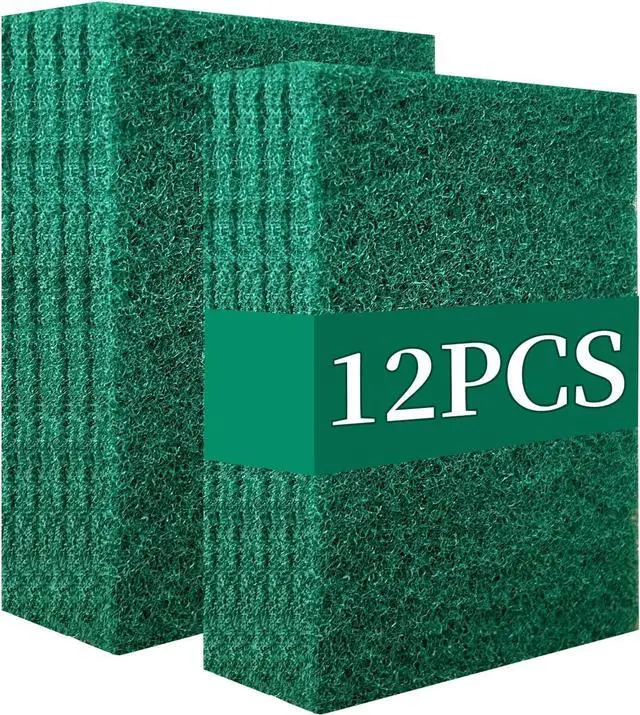 Main image of Heavy Duty Scour Pads Sponge Dish Scrubber Non-Scratch Green Reusable Household Scrub Pads for Kitchen and Dish Cleaning Tool (12Pcs)