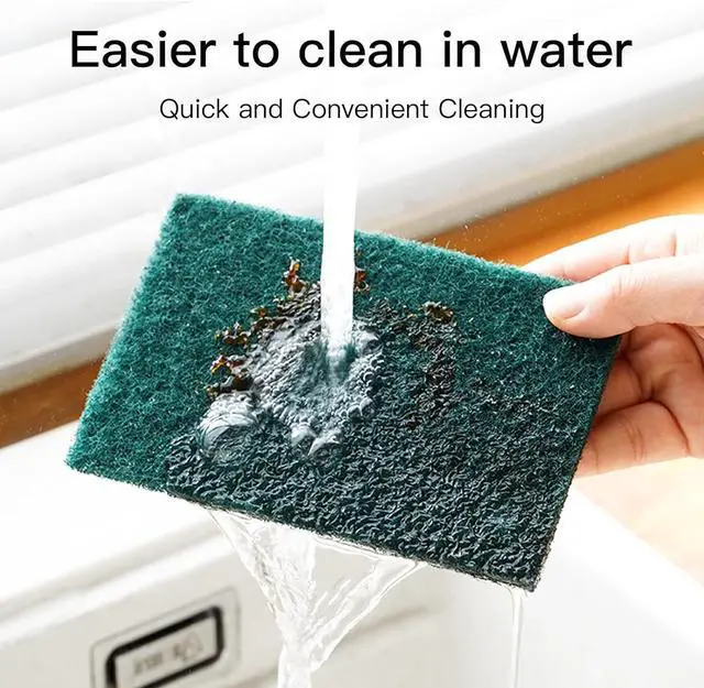 Alt view image 5 of 7 - Heavy Duty Scour Pads Sponge Dish Scrubber Non-Scratch Green Reusable Household Scrub Pads for Kitchen and Dish Cleaning Tool (12Pcs)