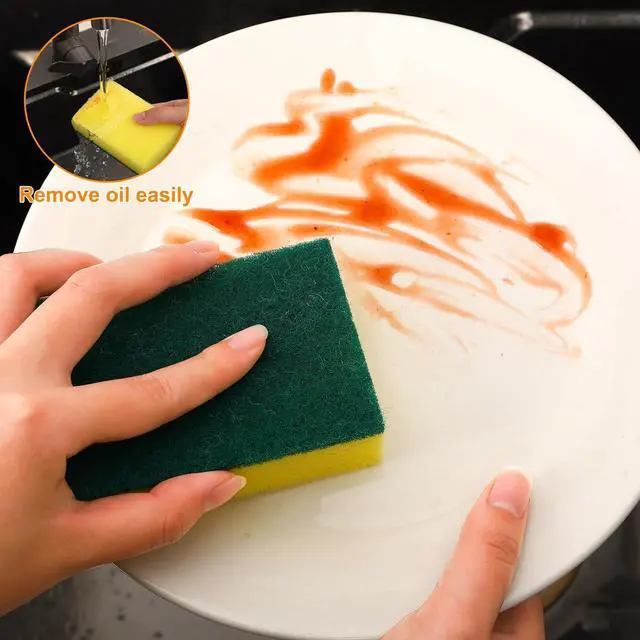 Alt view image 7 of 7 - 50 Pcs Individually Wrapped Sponges Uncompressed Non Scratch Scrouing Sponges for Household Cleaning Dishes Kitchen Airbnb Apartment Car Bike