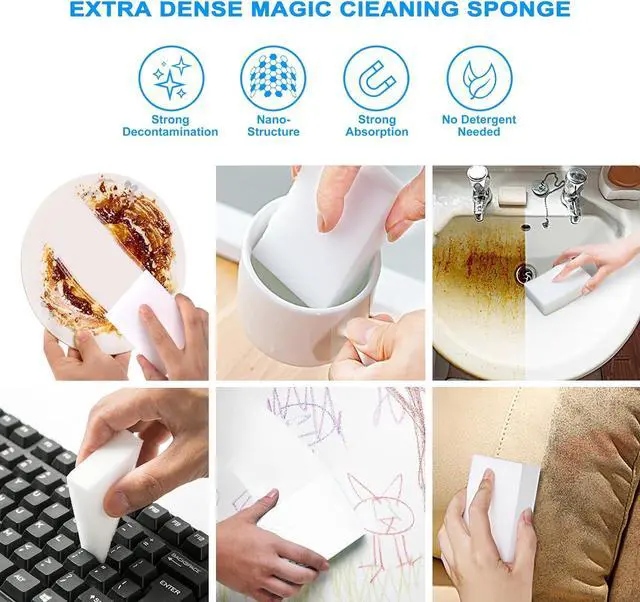 Alt view image 2 of 7 - 25pack Melamine Sponges for Multi-Purpose Cleaning - Tough Durable Magic Sponge Erasers for Use on Sinks Kitchen Bathrooms Walls Floors Bathtubs Shoes Furniture Cars - Wont Rip Easily.