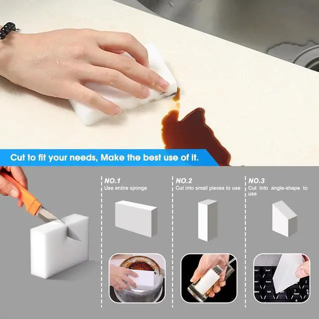 Alt view image 5 of 7 - 25pack Melamine Sponges for Multi-Purpose Cleaning - Tough Durable Magic Sponge Erasers for Use on Sinks Kitchen Bathrooms Walls Floors Bathtubs Shoes Furniture Cars - Wont Rip Easily.