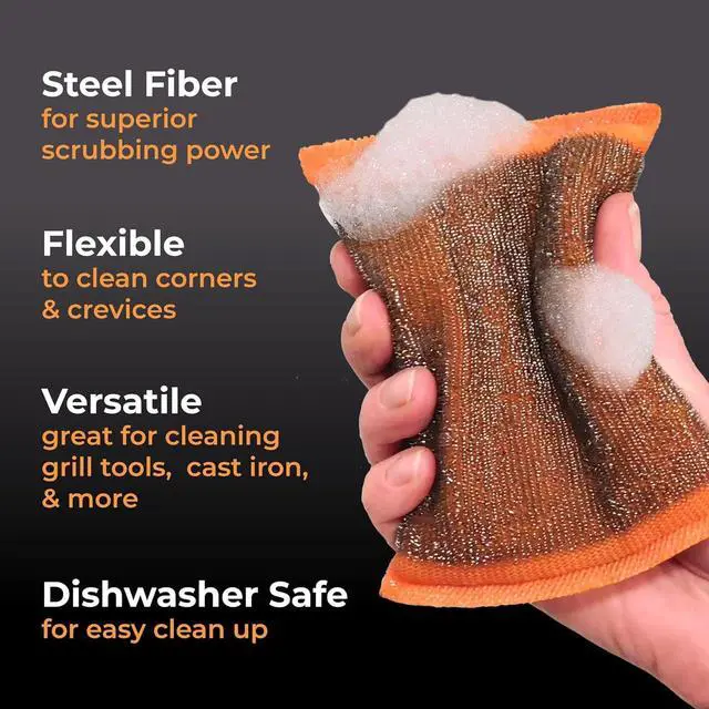 Alt view image 2 of 7 - Heavy-Duty Steel Wool Scrubber Sponges for Dishes Pots & Pans  Durable Stainless Steel Cleaning Pads for Tough Grease & Grime  Multi-Surface Kitchen Scrubbing Tool  4-Pack