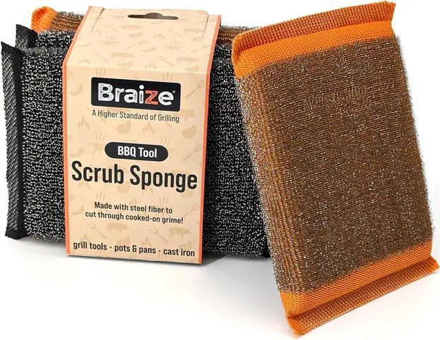Main image of Heavy-Duty Steel Wool Scrubber Sponges for Dishes Pots & Pans  Durable Stainless Steel Cleaning Pads for Tough Grease & Grime  Multi-Surface Kitchen Scrubbing Tool  4-Pack