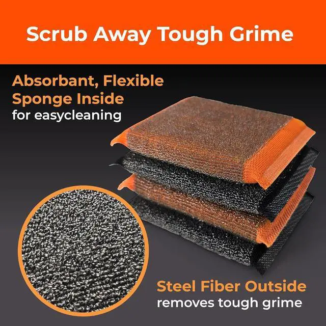 Alt view image 6 of 7 - Heavy-Duty Steel Wool Scrubber Sponges for Dishes Pots & Pans  Durable Stainless Steel Cleaning Pads for Tough Grease & Grime  Multi-Surface Kitchen Scrubbing Tool  4-Pack