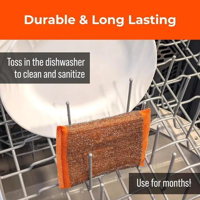 Alt view image 5 of 7 - Heavy-Duty Steel Wool Scrubber Sponges for Dishes Pots & Pans  Durable Stainless Steel Cleaning Pads for Tough Grease & Grime  Multi-Surface Kitchen Scrubbing Tool  4-Pack