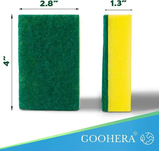 Alt view image 2 of 6 - Heavy Duty Scrub Sponge for Cookware Dual-Sided Cleaning Pot Scrubber Odorless Long-Lasting Kitchen and Dishwashing Essential Large & Thick 4 x 2.8 x 1.5 Inches 6 Pack