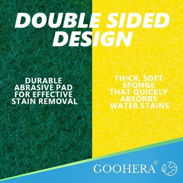 Alt view image 3 of 6 - Heavy Duty Scrub Sponge for Cookware Dual-Sided Cleaning Pot Scrubber Odorless Long-Lasting Kitchen and Dishwashing Essential Large & Thick 4 x 2.8 x 1.5 Inches 6 Pack