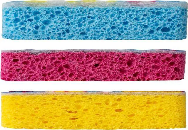 Alt view image 6 of 6 - Cellulose Scrub Sponges Plum Lime and Orange Print  3-Pack