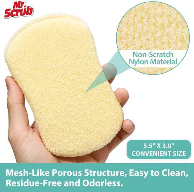 Alt view image 5 of 7 - Sponges Kitchen Scrub Dish Sponge Scouring Pad 6 Pack Cleaning Brush Scrubber Supplies for Soap Dishwashing Dinnerware Sets Pan Pot Glass Dishwasher Sink Bathroom Towels Cloth Rags Holder
