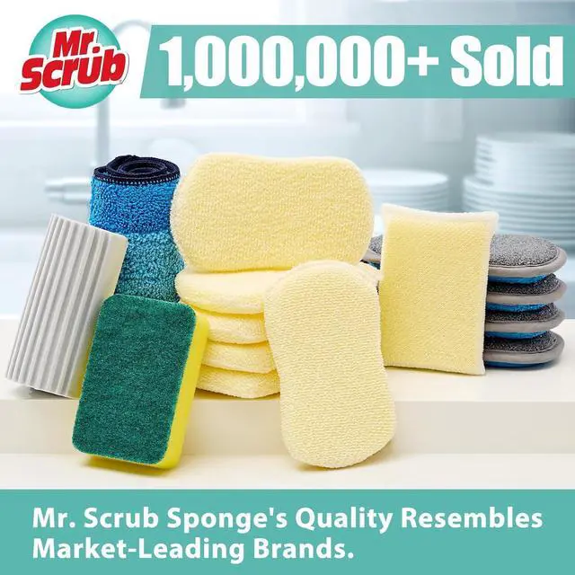 Alt view image 6 of 7 - Sponges Kitchen Scrub Dish Sponge Scouring Pad 6 Pack Cleaning Brush Scrubber Supplies for Soap Dishwashing Dinnerware Sets Pan Pot Glass Dishwasher Sink Bathroom Towels Cloth Rags Holder