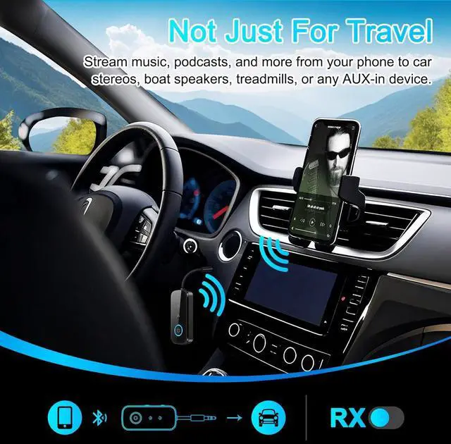 Alt view image 7 of 7 - Premium Pro Bluetooth 5.4 Transmitter Receiver Airplane Audio Adapter Wireless Transmitter for TV/Travel Flight Airline Gym.Supports to 2 AirPods/Headphones Bluetooth Receiver for Car/Home Stereo