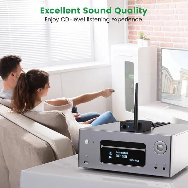 Alt view image 7 of 7 - B03S Bluetooth 5.3 Transmitter Receiver for TV Home Stereo Wireless Audio Adapters with Audiophile DAC aptX LL/HD/AD Dual Link Upgrade USB Drive Input Optical RCA AUX 3.5mm Inputs/Outputs