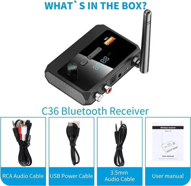 Alt view image 7 of 7 - Bluetooth 5.3 Receiver for Home Stereo RCA Bluetooth Adapter Low Latency & HD Music Audio Support Optical AUX 3.5mm RCA Receiver Adapter for Speakers Music Streaming Stereo System