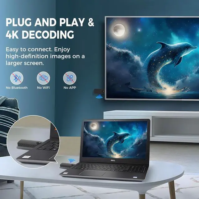 Alt view image 2 of 7 - Wireless HDMI Transmitter and Receiver  Plug & Play 2.4G/5G Wireless HDMI Extender Kit for Streaming Video & Audio from Laptop PC TV Box or Projector to Any Monitor (Black)