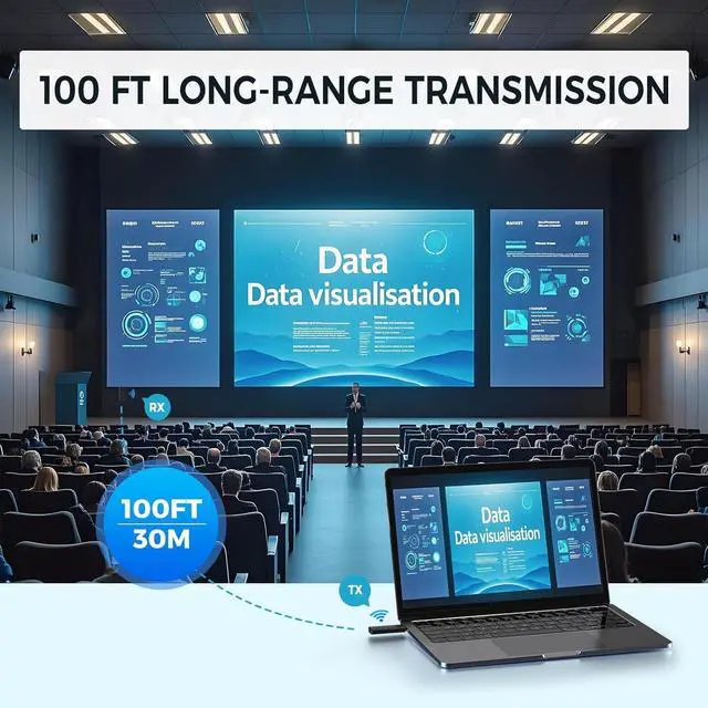 Alt view image 4 of 7 - Wireless HDMI Transmitter and Receiver  Plug & Play 2.4G/5G Wireless HDMI Extender Kit for Streaming Video & Audio from Laptop PC TV Box or Projector to Any Monitor (Black)