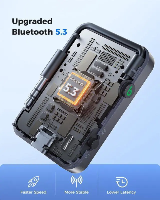Alt view image 5 of 7 - Airplane Bluetooth Transmitter Receiver for 2 AirPods or Headphones HD Display Low Latency Bluetooth Wireless Transmitter 3.5mm Aux Audio Jack Adapter for Airplane/TV/Car/Home Stereo