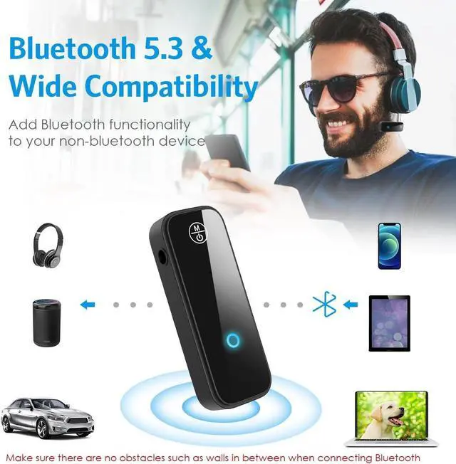 Alt view image 2 of 7 - (Upgraded) Aux Bluetooth Adapter for Car 2 in 1 Bluetooth 5.3 Receiver Transmitter for Car with Display Screen Suitable for Cars Speakers Stereo Systems and Headphones
