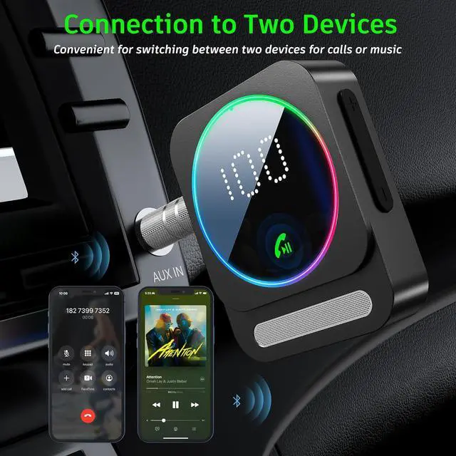 Alt view image 7 of 7 - Bluetooth 5.3 Receiver for Car Wireless Audio Adapter for Car/Home Stereo/Wired Headphones/Speaker Bluetooth Aux Adapter Dual AUX Outputs RCA AUX 3.5mm Music Receiver