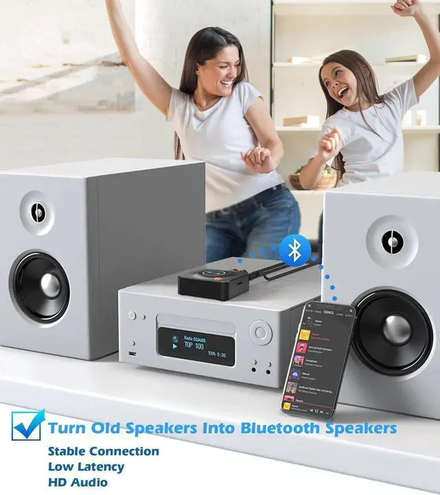 Alt view image 2 of 7 - Bluetooth Receiver for Home Stereo AUX RCA to Bluetooth Adapter for Old Speakers NFC Wireless Audio Receiver for Music Streaming Sound System Convert Wired Speakers to Wireless
