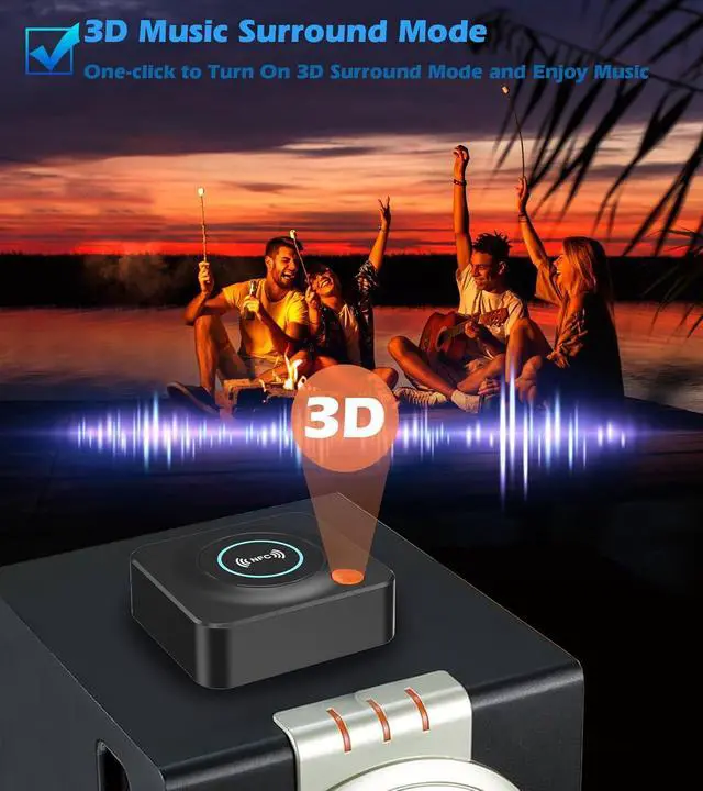 Alt view image 5 of 7 - Bluetooth Receiver for Home Stereo AUX RCA to Bluetooth Adapter for Old Speakers NFC Wireless Audio Receiver for Music Streaming Sound System Convert Wired Speakers to Wireless