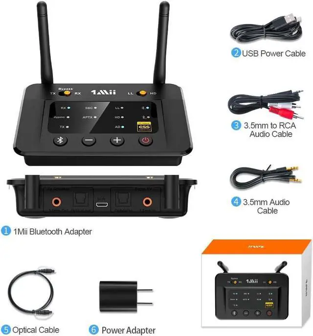 Alt view image 7 of 7 - B03Pro Bluetooth 5.3 Transmitter Receiver for Home Stereo TV HiFi Wireless Audio Adapter with Audiophile DAC & AptX HD/Low Latency Long Range Optical RCA AUX 3.5mm Outputs/Inputs
