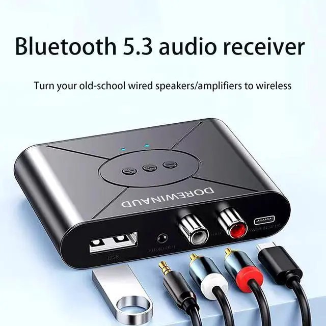 Alt view image 2 of 7 - Bluetooth 5.3 Audio Receiver Wireless Audio Receiver RCA Adapter for Stereo USB Flash Drive/NFC One Key Connect/Car Speakers/Wireless Headphones Receiving Mode for Bluetooth Devices