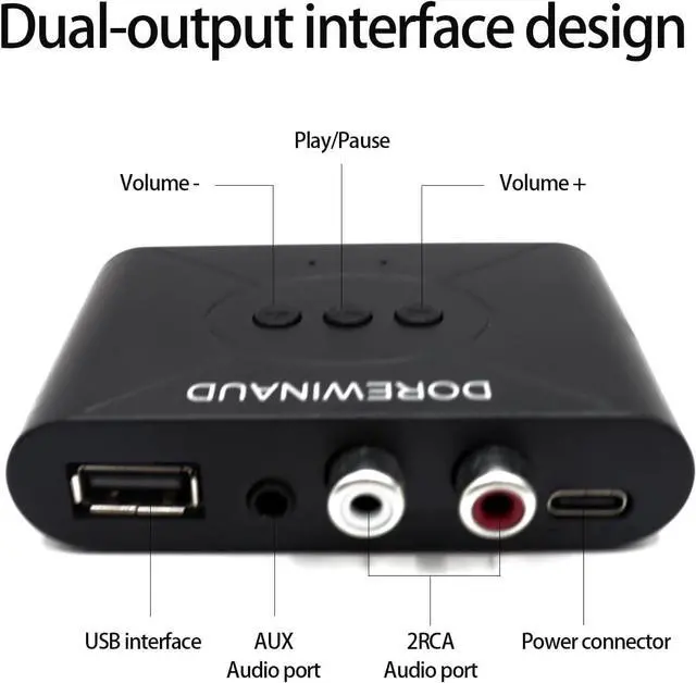 Alt view image 3 of 7 - Bluetooth 5.3 Audio Receiver Wireless Audio Receiver RCA Adapter for Stereo USB Flash Drive/NFC One Key Connect/Car Speakers/Wireless Headphones Receiving Mode for Bluetooth Devices