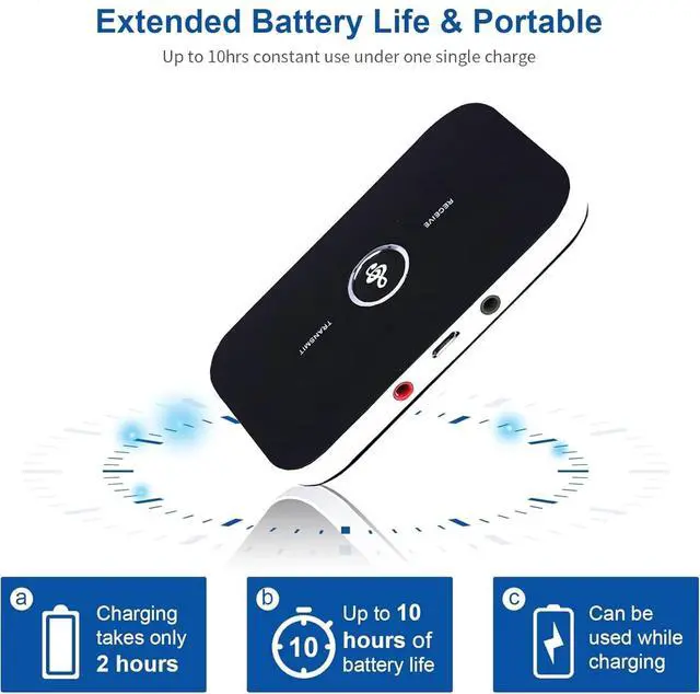 Alt view image 5 of 7 - Bluetooth Transmitter Receiver 2-in-1 Aux Bluetooth 5.0 Audio Adapter with Aux 3.5mm R/L Cable for TV/Airplane/Home Stereo/Speakers/BT Headphones RCA AUX 3.5mm Bluetooth Music Receiver