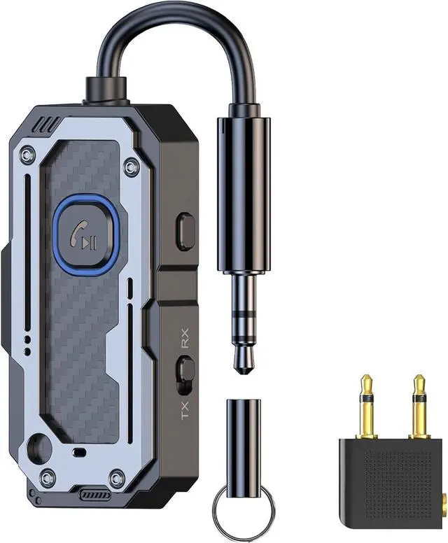 Main image of Bluetooth Transmitter Receiver Audio Adapter Wireless AUX for 2 Headphones/iPhones Use 3.5mm Jack for Airplanes Car Radio TVs PCs amplifiers Home Stereos Audio Steaming Hands-Free Call