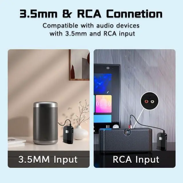 Alt view image 3 of 7 - Advanced Bluetooth 5.4 Receiver for Home Stereo Wireless Audio Adapter for Wired Speaker Car Stereo Music Streaming with 3.5mm RCA Jack 20 Hours Playtime Easy to Slide ON/Off Multi-Point