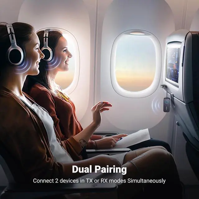 Alt view image 5 of 7 - Airplane Bluetooth Transmitter Receiver for 2 Airpods or Headphones Airplane Travel Essentials 2-in-1 Wireless Bluetooth Adapter-Use with Any 3.5MM Jack on Flight TV Car Stereo Treadmill