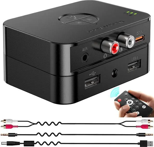 Main image of Bluetooth 5.4 Receiver for Home Stereo Bluetooth Audio Adapter for HiFi Music Streaming Wired Speakers USB Flash with AUX 3.5mm/RCA Dual Link 32 ftLong Range Low Latency and HD Audio