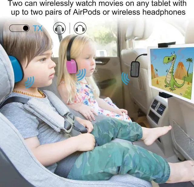 Alt view image 4 of 7 - 2025 Upgraded Pro Bluetooth 5.4 Transmitter Receiver 2-in-1 Airplane Wireless Adapter for Flight TV PC Gym Switch Supports to 2 AirPods/HeadphonesAudio AUX Receiver for Car/Home Stereo