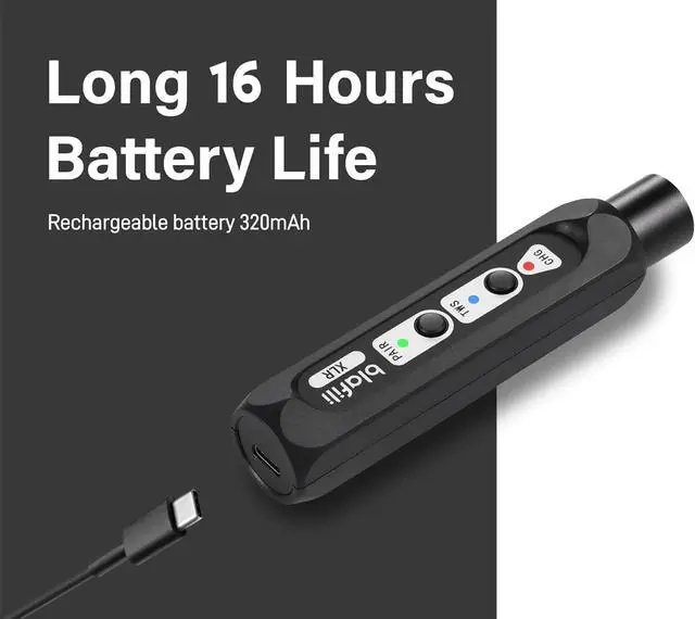 Alt view image 7 of 7 - XLR Portable Bluetooth v5.1 Music Receiver, aptX HD aptX Low Latency AAC SBC TWS, Rechargeable Battery 10hrs Long Playtime, USB-C DAC for Mixing Console Desk, Audio Mixer, PA DJ System